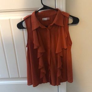 Orange ruffled tank